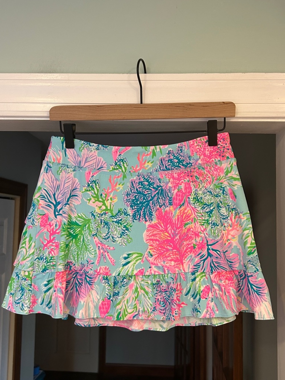 Lilly Pulitzer Athletic Active Skort Mini Skirt Ruffle Colorful Print Sz S